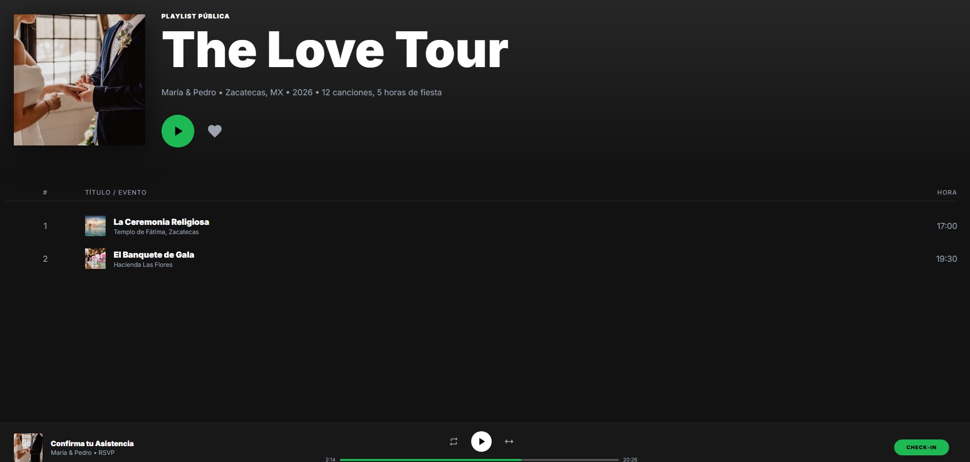 Demo de invitación digital: Digital Interactiva – Experiencia Musical Premium